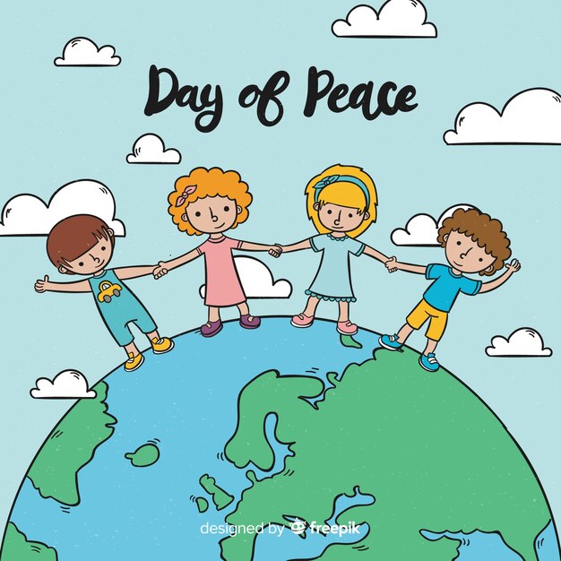 День создания мира с рисованными детьми