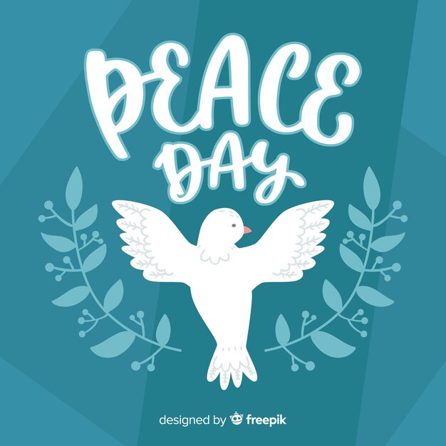 Day of peace composition with hand drawn white dove