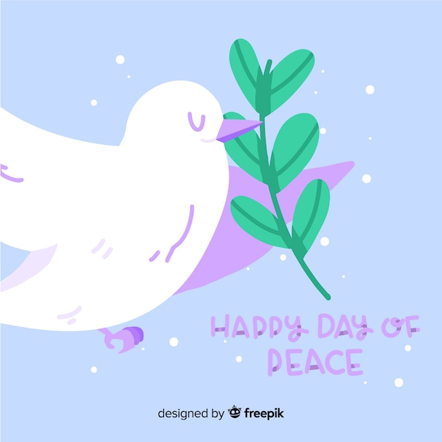 Free vector day of peace composition with hand drawn white dove