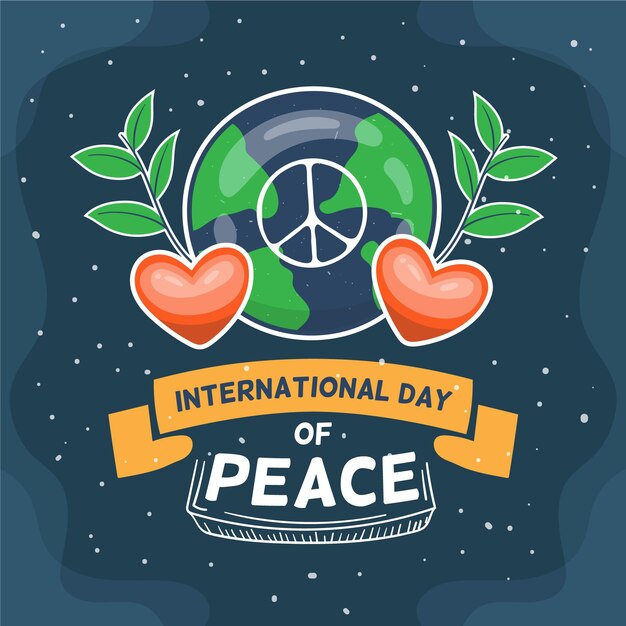 Day of peace with hearts and leaves