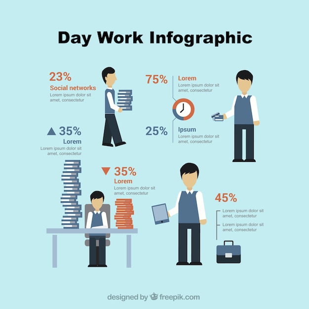 無料ベクター デイ作業infography