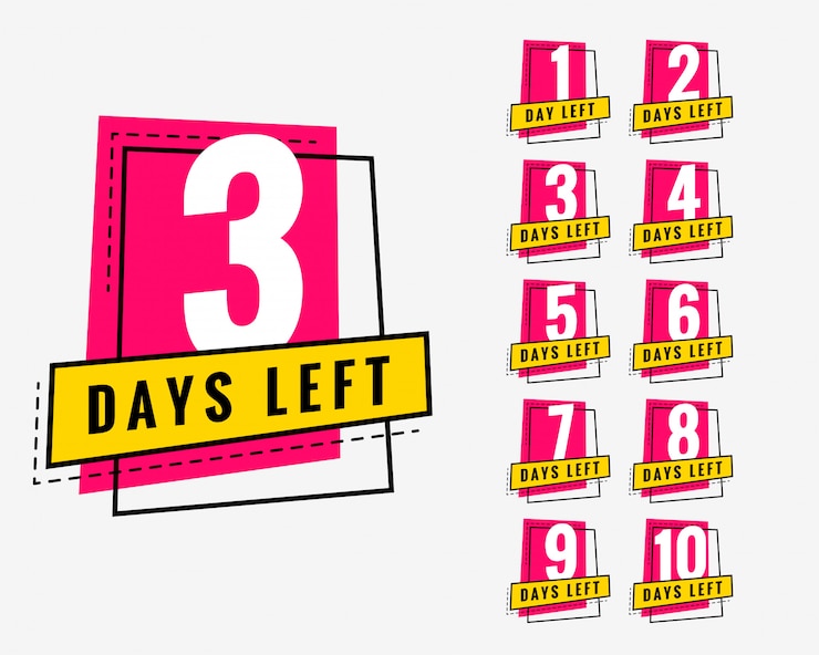 Free Vector days left trendy banner for marketing and promotion 
