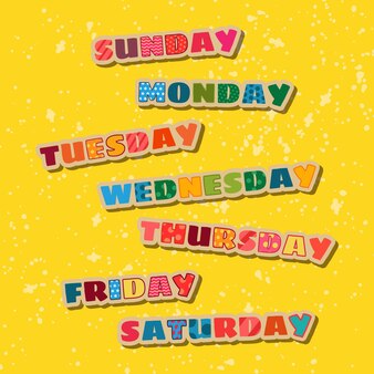 Handwritten days of the week monday, tuesday, wednesday, thursday, friday, saturday  sunday. Modern colorful design for calendar, weekly plan, organizer. Vector  illustration 6656246 Vector Art at Vecteezy