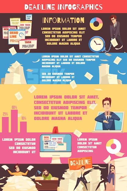 Vettore gratuito scadenza pressione cartoon infografica