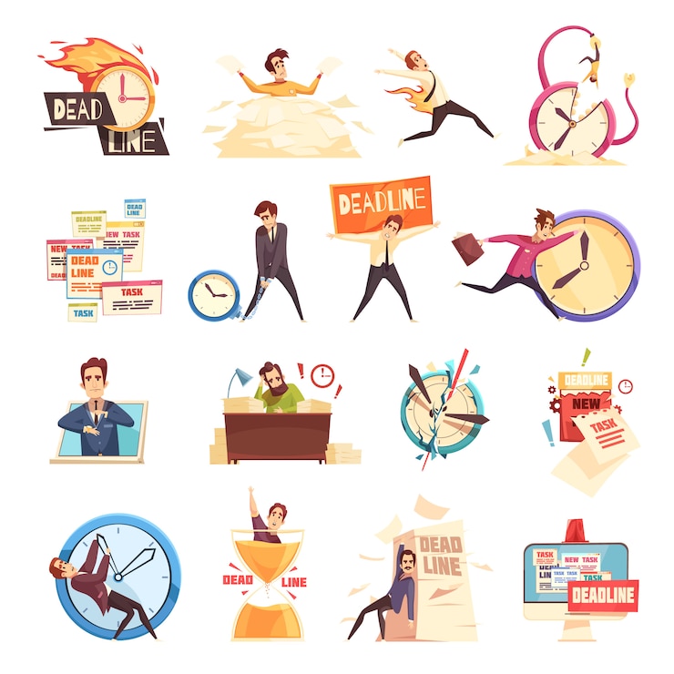 Free Vector deadline time-limit icons set 