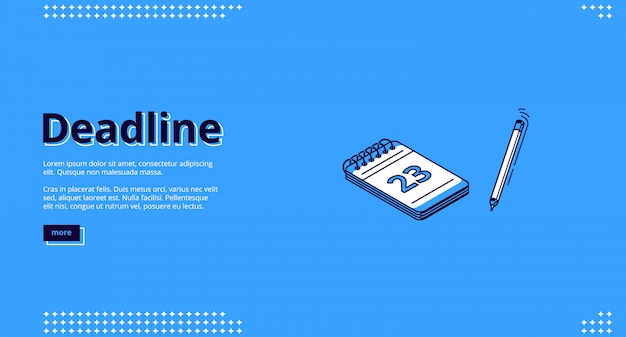 Free vector deadline, time management isometric landing page