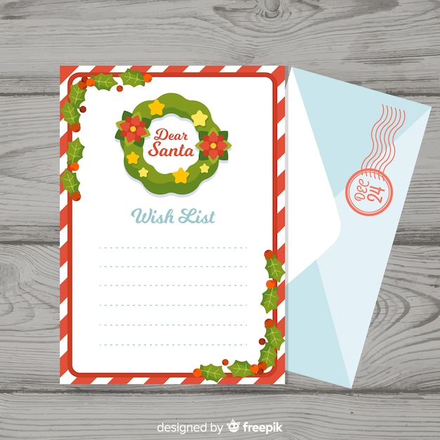 Бесплатное векторное изображение Дорогие рождественские письма и конверты санта-клауса