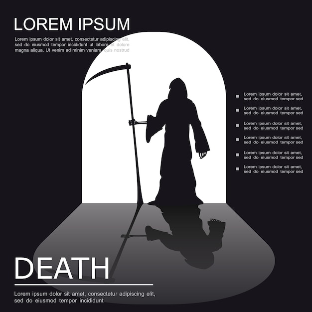 Бесплатное векторное изображение Жуткий монохромный плакат смерти