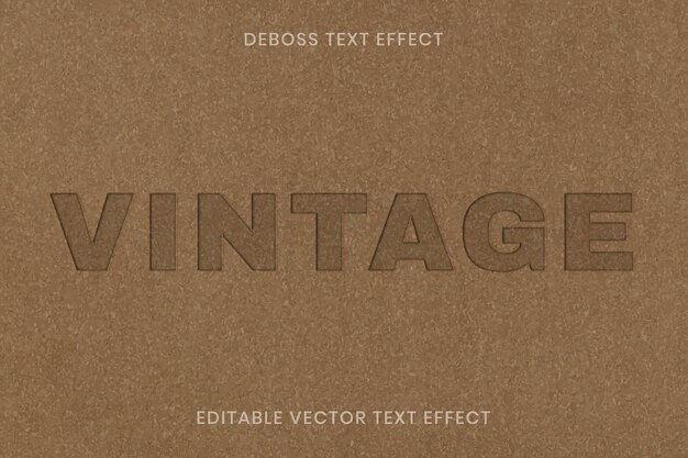 Deboss text effect vector editable template