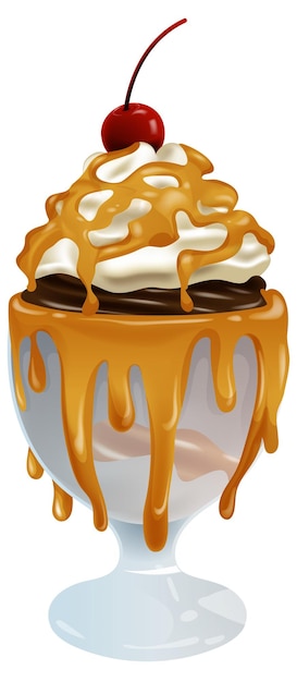 Free vector decadent caramel sundae delight