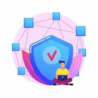 Free vector decentralized application abstract concept  illustration. digital application, blockchain, p2p computer network, web app, multiple users, cryptocurrency, open source .