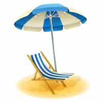 Free vector deck chair with umbrella illustration