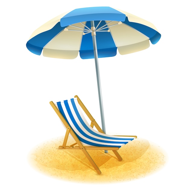 Deck Chair With Umbrella Illustration 
