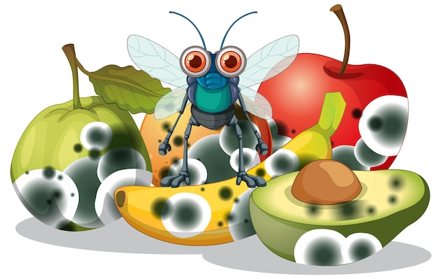 Free vector decompose fruit and fly