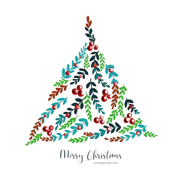 Decorated christmas leaf tree holiday card background