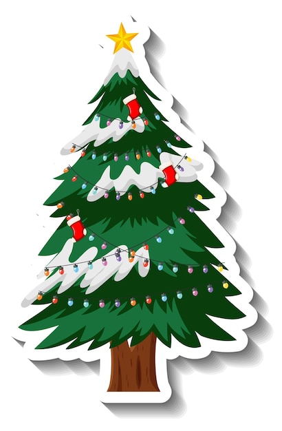 Free vector decorated christmas tree in cartoon style