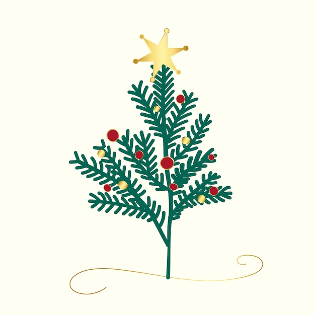 無料ベクター 飾られたクリスマスツリーのデザイン