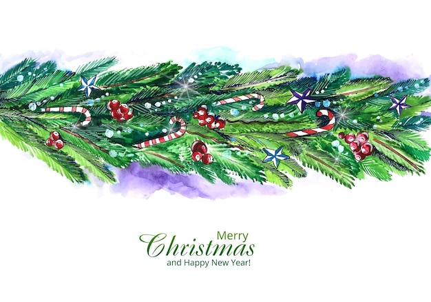 Decorated christmas wreath holiday card background