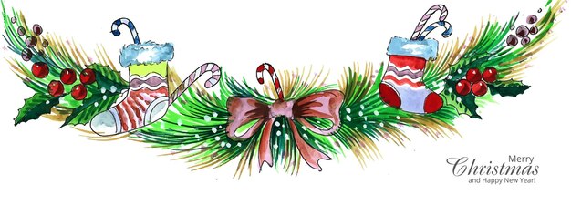 Decorated christmas wreath holiday card banner background