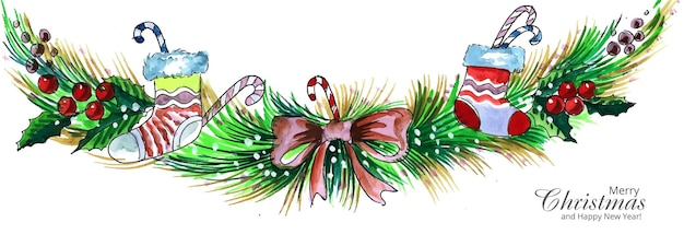 Decorated christmas wreath holiday card banner background