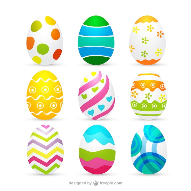 Free vector decorated easter eggs collection