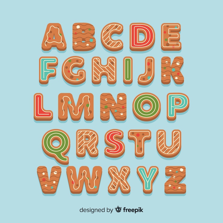 Free Vector decorated gingerbread alphabet