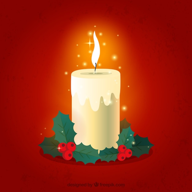 Free vector decorated lit christmas candle