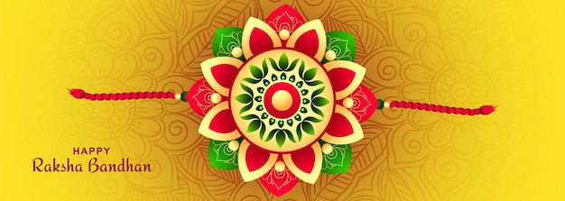 Decorated rakhi for indian festival raksha bandhan banner background