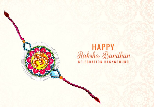 Decorated rakhi for Indian festival Raksha Bandhan card design
