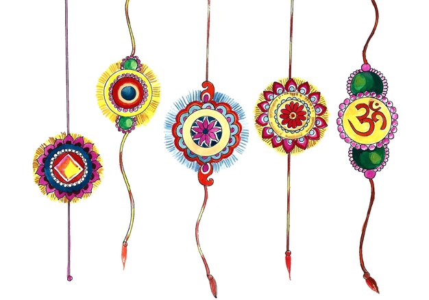 decorated rakhi set for indian festival raksha bandhan design