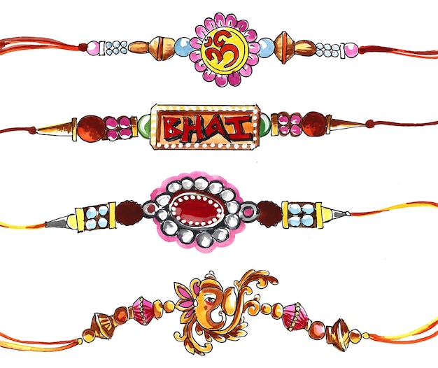 decorated rakhi set for indian festival raksha bandhan design