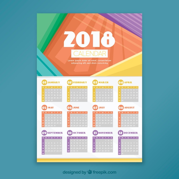 Free vector decorative 2018 calendar
