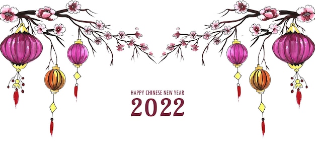 Decorative 2022 chinese new year for lantern banner background