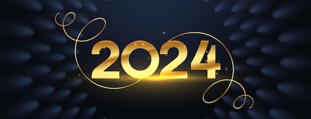 Free vector decorative 2024 new year holiday wallpaper with shiny effect vector