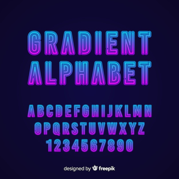 Vettore gratuito gradiente di alfabeto decorativo modello gradiente