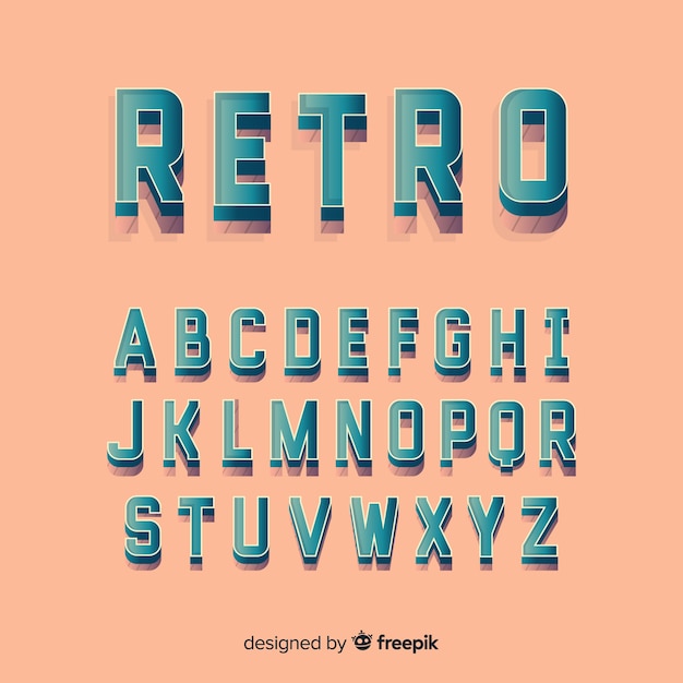 Decorative alphabet template retro stytle