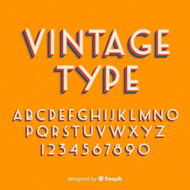 Decorative alphabet template retro stytle