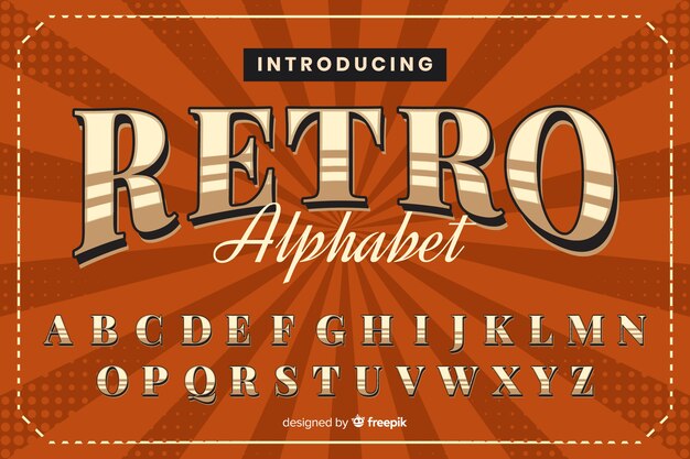 Decorative alphabet template retro stytle