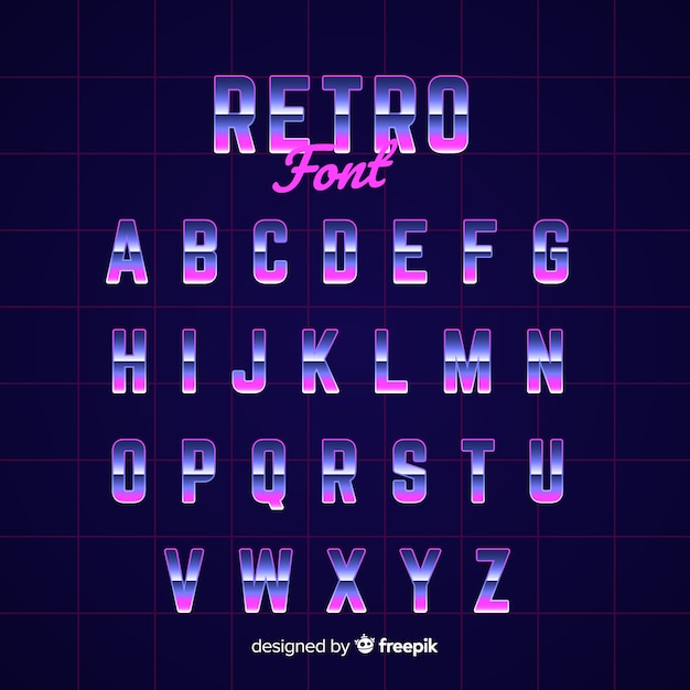 Vettore gratuito modello decorativo alfabeto retrò stytle