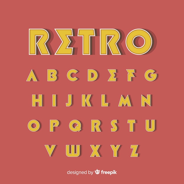 Бесплатное векторное изображение Декоративный шаблон алфавита в стиле ретро