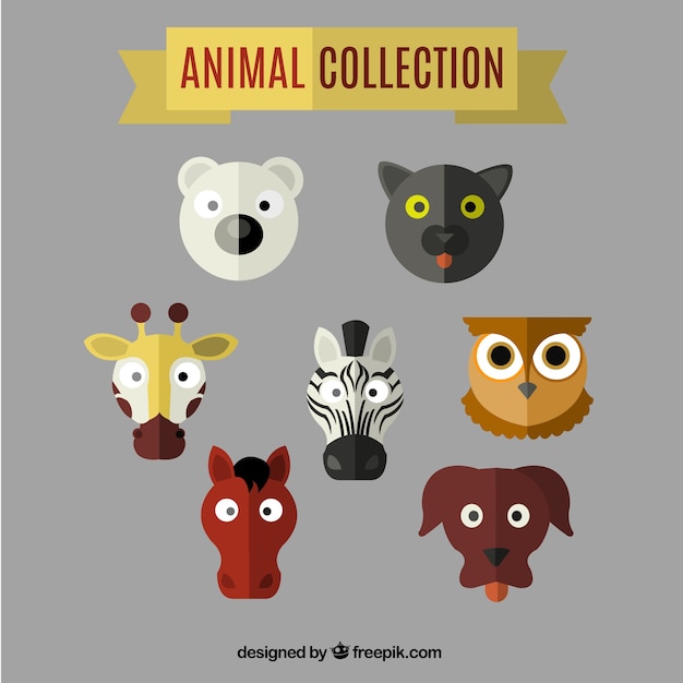 Free vector decorative animals with funny faces