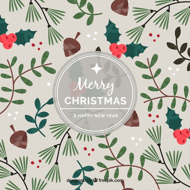 Free vector decorative background of christmas branches and mistletoe