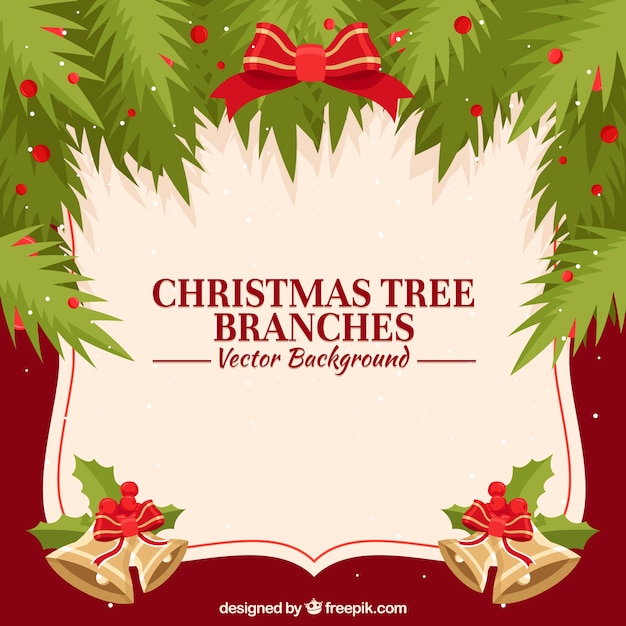 Decorative background of christmas branches with bow