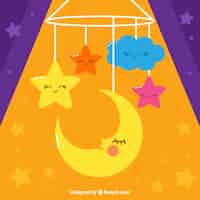 Free vector decorative background of cute moon and stars