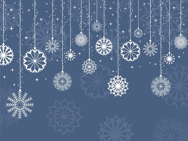 Decorative background of snowflakes and stars