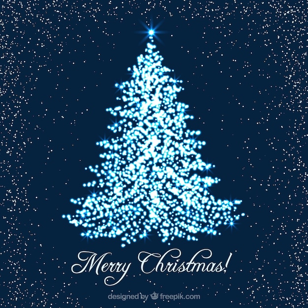 無料ベクター ライトのクリスマスツリーと装飾的な背景