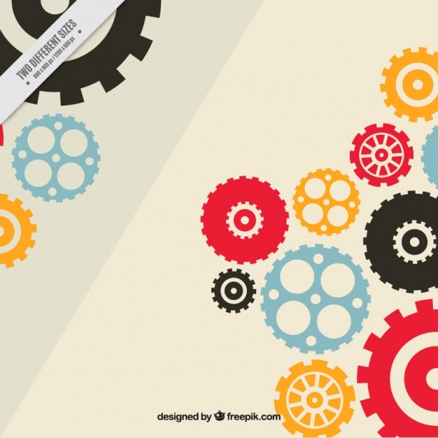 Free vector decorative background with different types of gears