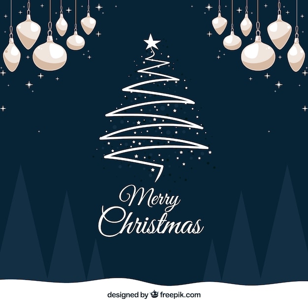 Free vector decorative background with elegant christmas tree