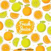 Free vector decorative background with hand-drawn oranges and lemons