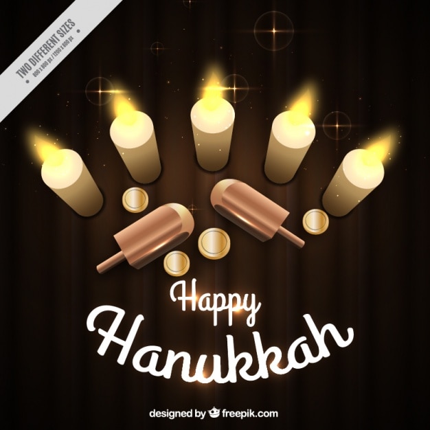 Free vector decorative background with hanukkah items